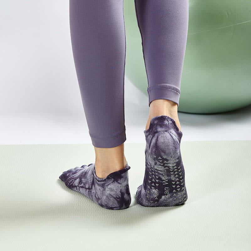 Calze da pilates Olivenorma Tie-Dye al ginocchio, antiscivolo, per yoga, barre e fitness, traspiranti ed elasticizzate. - image 5
