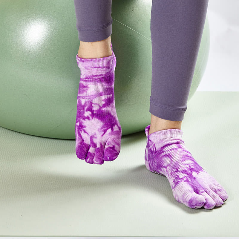 Calze da pilates Olivenorma Tie-Dye al ginocchio, antiscivolo, per yoga, barre e fitness, traspiranti ed elasticizzate. - image 15