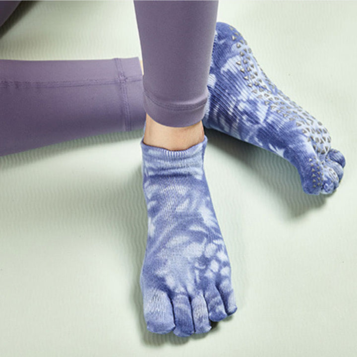 Calze da pilates Olivenorma Tie-Dye al ginocchio, antiscivolo, per yoga, barre e fitness, traspiranti ed elasticizzate. - image 1
