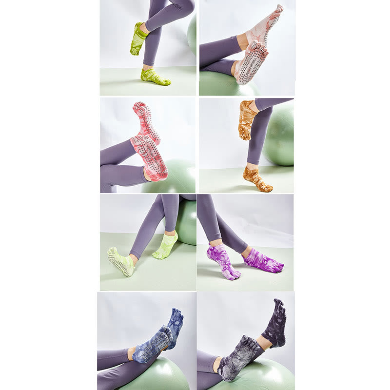 Calze da pilates Olivenorma Tie-Dye al ginocchio, antiscivolo, per yoga, barre e fitness, traspiranti ed elasticizzate. - image 16
