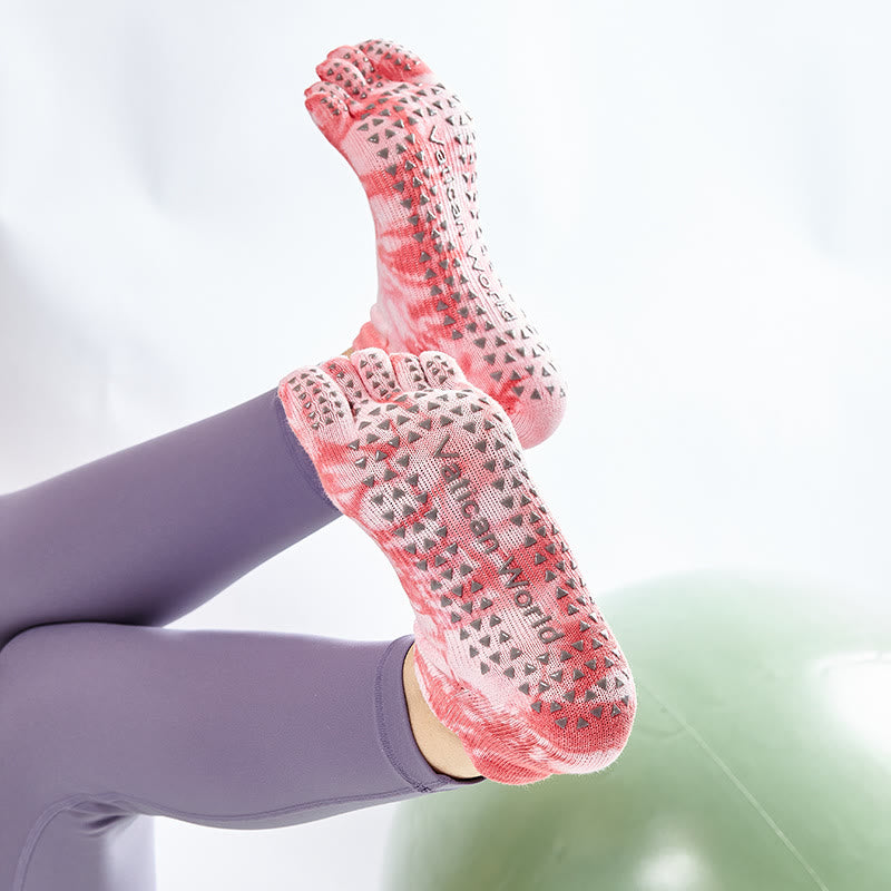 Calzini Pilates Olivenorma Tie-dye antiscivolo alti fino al ginocchio - Rosso indiano - image 12