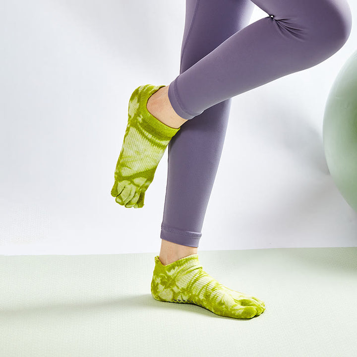 Calze da pilates Olivenorma Tie-Dye al ginocchio, antiscivolo, per yoga, barre e fitness, traspiranti ed elasticizzate. - Verde oliva - 10 paia - image 11