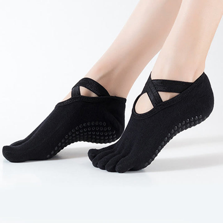 Calzini da yoga Olivenorma antiscivolo da donna a cinque dita con griglia - image 6