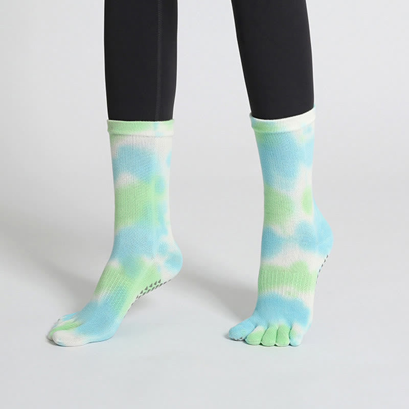 Calzini da yoga e pilates Olivenorma in cotone tie-dye, comodi, antiscivolo, ideali per allenamenti alla sbarra, traspiranti ed elasticizzati, perfetti per l'allenamento in studio. - image 2