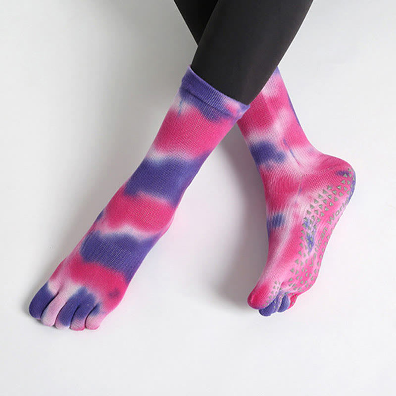 Calzini da yoga e pilates Olivenorma in cotone tie-dye, comodi, antiscivolo, ideali per allenamenti alla sbarra, traspiranti ed elasticizzati, perfetti per l'allenamento in studio. - image 15