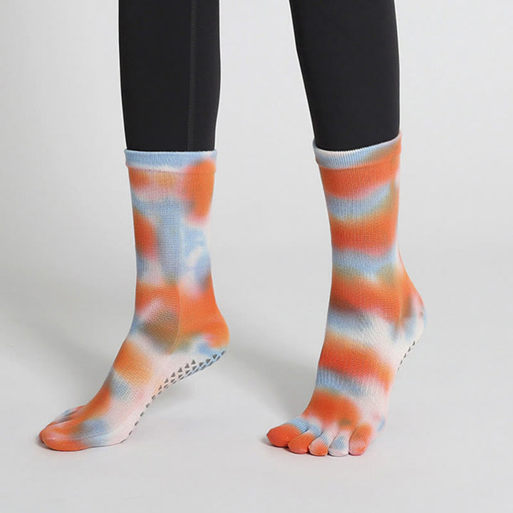 Calzini da yoga e pilates Olivenorma in cotone tie-dye, comodi, antiscivolo, ideali per allenamenti alla sbarra, traspiranti ed elasticizzati, perfetti per l'allenamento in studio. - image 28