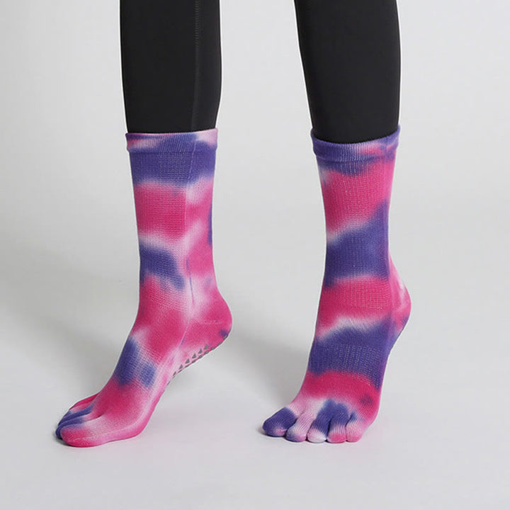Calzini da yoga e pilates Olivenorma in cotone tie-dye, comodi, antiscivolo, ideali per allenamenti alla sbarra, traspiranti ed elasticizzati, perfetti per l'allenamento in studio. - image 16
