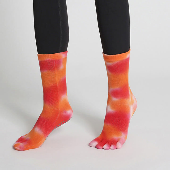 Calzini da yoga e pilates Olivenorma in cotone tie-dye, comodi, antiscivolo, ideali per allenamenti alla sbarra, traspiranti ed elasticizzati, perfetti per l'allenamento in studio. - image 25