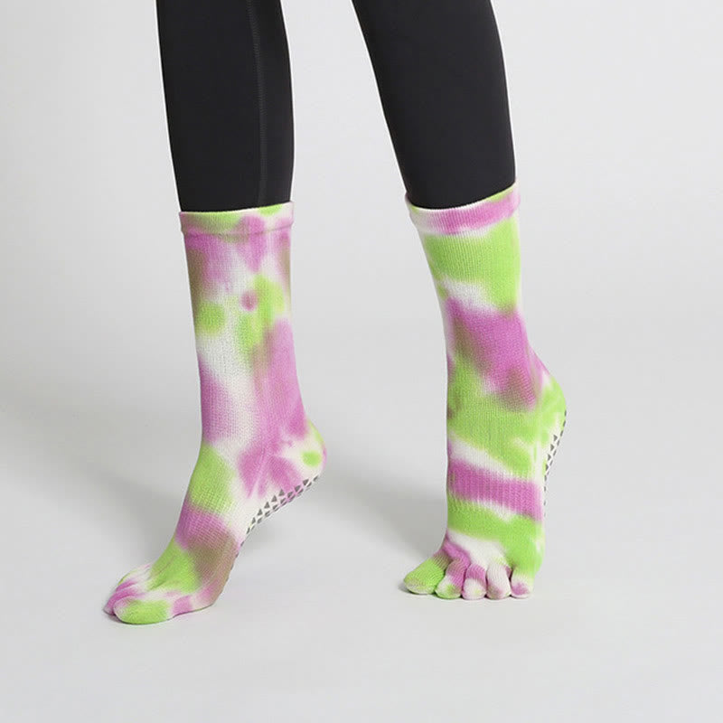 Calzini da yoga e pilates Olivenorma in cotone tie-dye, comodi, antiscivolo, ideali per allenamenti alla sbarra, traspiranti ed elasticizzati, perfetti per l'allenamento in studio. - image 19