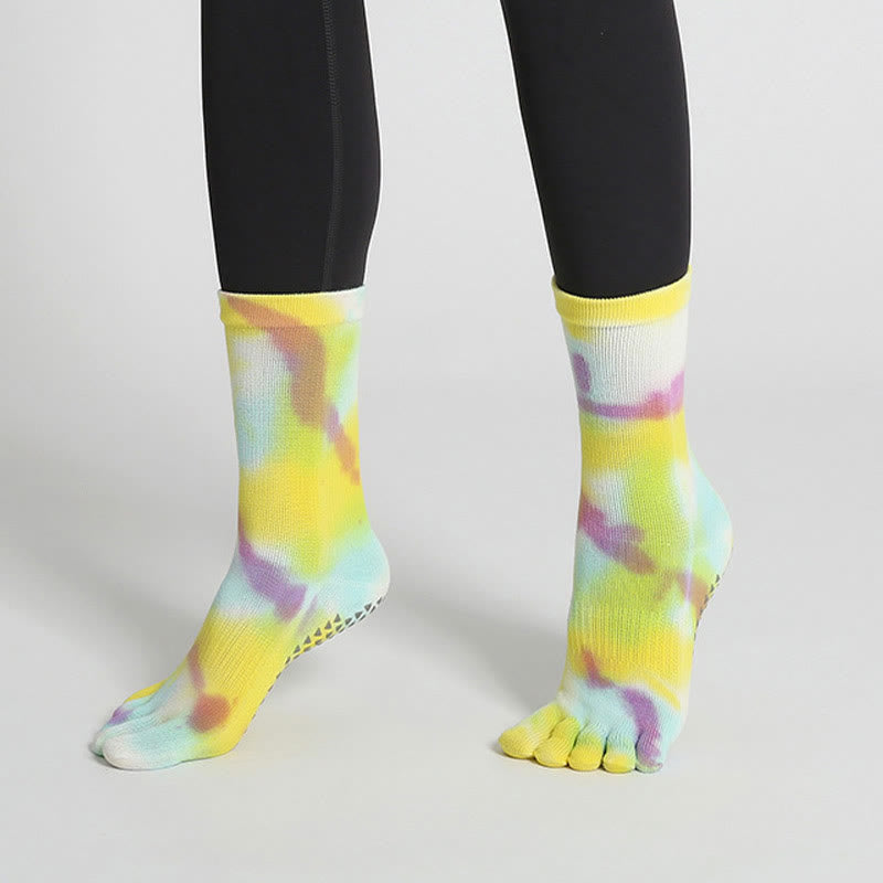 Calzini da yoga e pilates Olivenorma in cotone tie-dye, comodi, antiscivolo, ideali per allenamenti alla sbarra, traspiranti ed elasticizzati, perfetti per l'allenamento in studio. - image 22