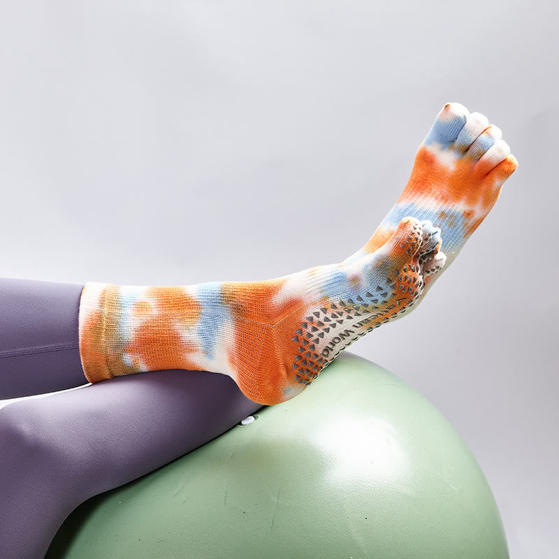 Calzini da yoga e pilates Olivenorma in cotone tie-dye, comodi, antiscivolo, ideali per allenamenti alla sbarra, traspiranti ed elasticizzati, perfetti per l'allenamento in studio. - image 26