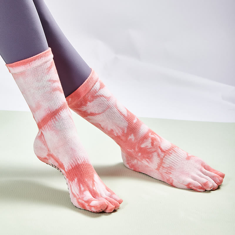 Calzini da yoga e pilates Olivenorma in cotone tie-dye, comodi, antiscivolo, ideali per allenamenti alla sbarra, traspiranti ed elasticizzati, perfetti per l'allenamento in studio. - image 12