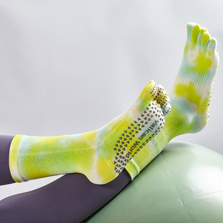 Calzini da yoga e pilates Olivenorma in cotone tie-dye, comodi, antiscivolo, ideali per allenamenti alla sbarra, traspiranti ed elasticizzati, perfetti per l'allenamento in studio. - image 20