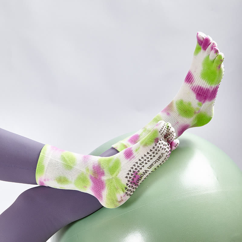 Calzini da yoga e pilates Olivenorma in cotone tie-dye, comodi, antiscivolo, ideali per allenamenti alla sbarra, traspiranti ed elasticizzati, perfetti per l'allenamento in studio. - image 17