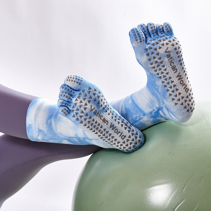 Calzini da yoga e pilates Olivenorma in cotone tie-dye, comodi, antiscivolo, ideali per allenamenti alla sbarra, traspiranti ed elasticizzati, perfetti per l'allenamento in studio. - image 0