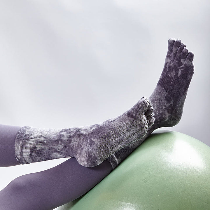 Calzini da yoga e pilates Olivenorma in cotone tie-dye, comodi, antiscivolo, ideali per allenamenti alla sbarra, traspiranti ed elasticizzati, perfetti per l'allenamento in studio. - image 10