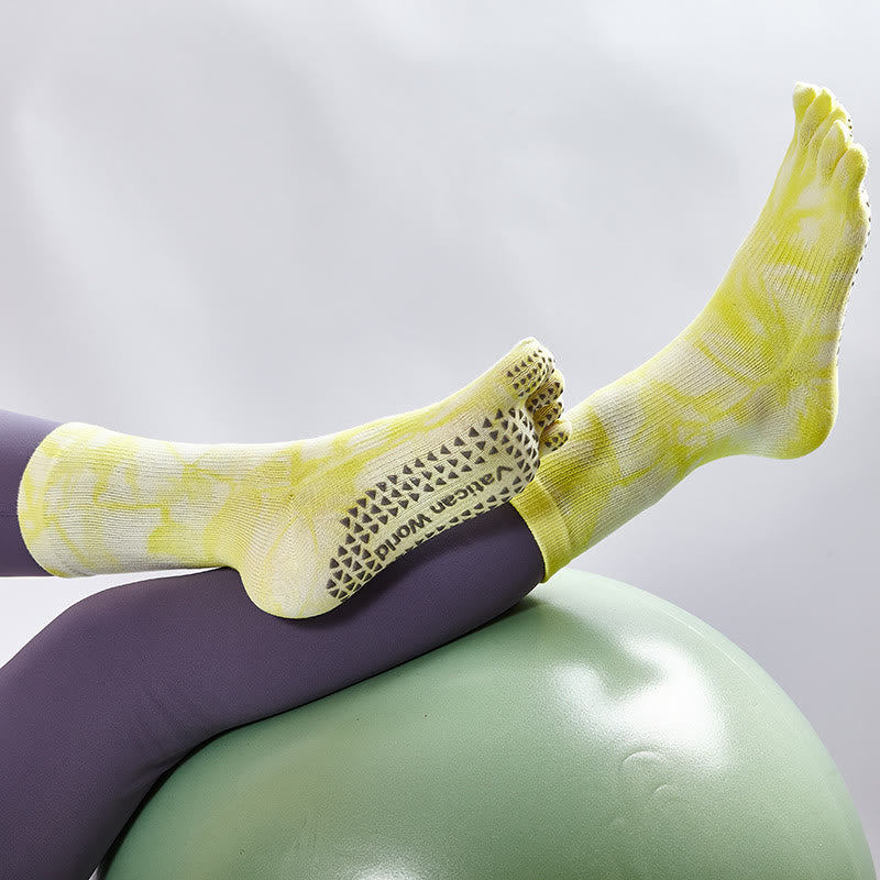 Calzini da yoga e pilates Olivenorma in cotone tie-dye, comodi, antiscivolo, ideali per allenamenti alla sbarra, traspiranti ed elasticizzati, perfetti per l'allenamento in studio. - image 6
