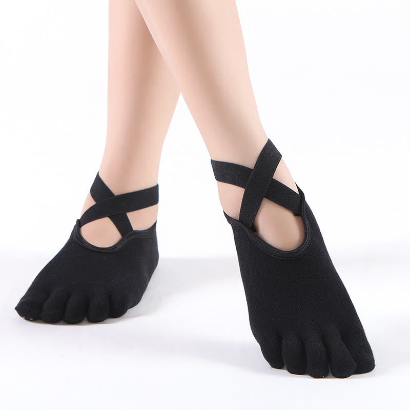 Calzini da yoga Olivenorma Grip Pilates Five-Toe/Toeless da donna - Nero - Cinque dita - image 4