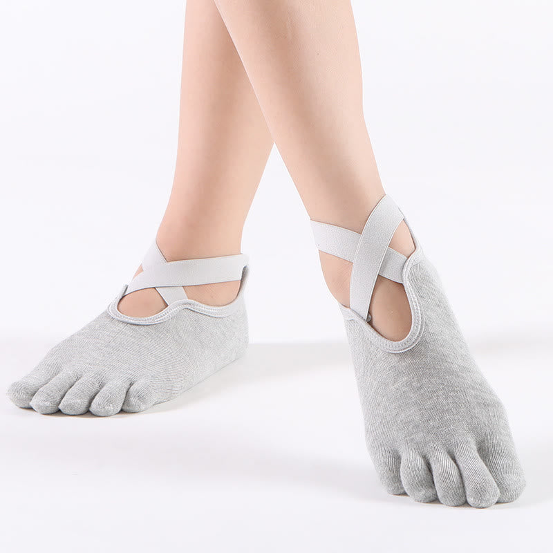 Calzini da yoga Olivenorma Grip Pilates Five-Toe/Toeless da donna - Grigio chiaro - Cinque dita - image 8