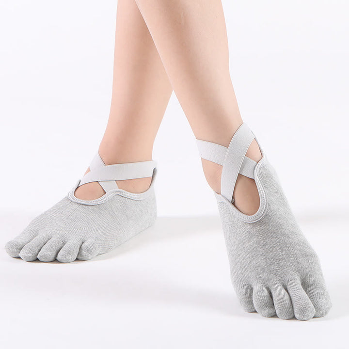 Calzini da yoga Olivenorma Grip Pilates Five-Toe/Toeless da donna - Grigio chiaro - Cinque dita - image 8