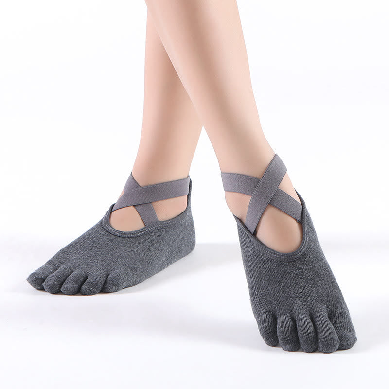 Calzini da yoga Olivenorma Grip Pilates Five-Toe/Toeless da donna - Grigio scuro - Cinque dita - image 5