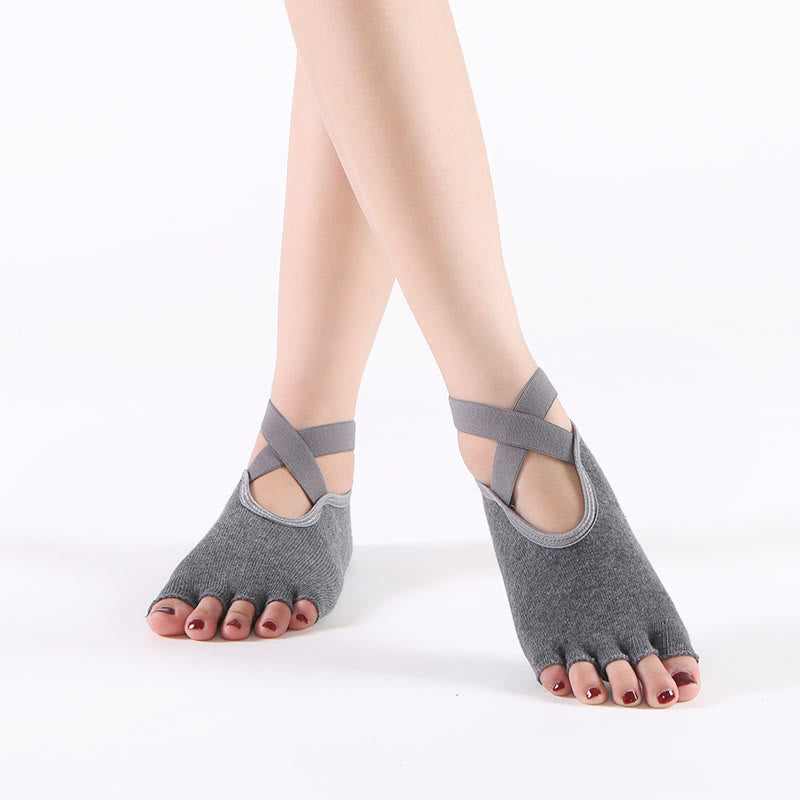 Calzini da yoga Olivenorma Grip Pilates Five-Toe/Toeless da donna - Grigio scuro - Senza dita - image 18