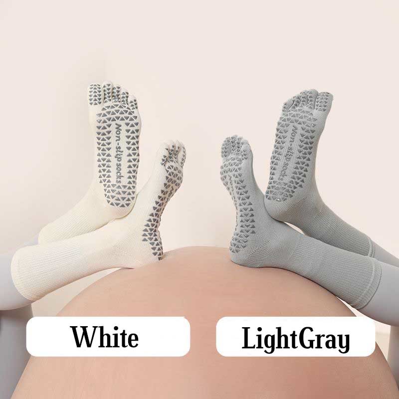 Calzini Olivenorma Yoga Pilates antiscivolo a cinque dita tinta unita - 2 paia (bianco+grigio chiaro) - image 18