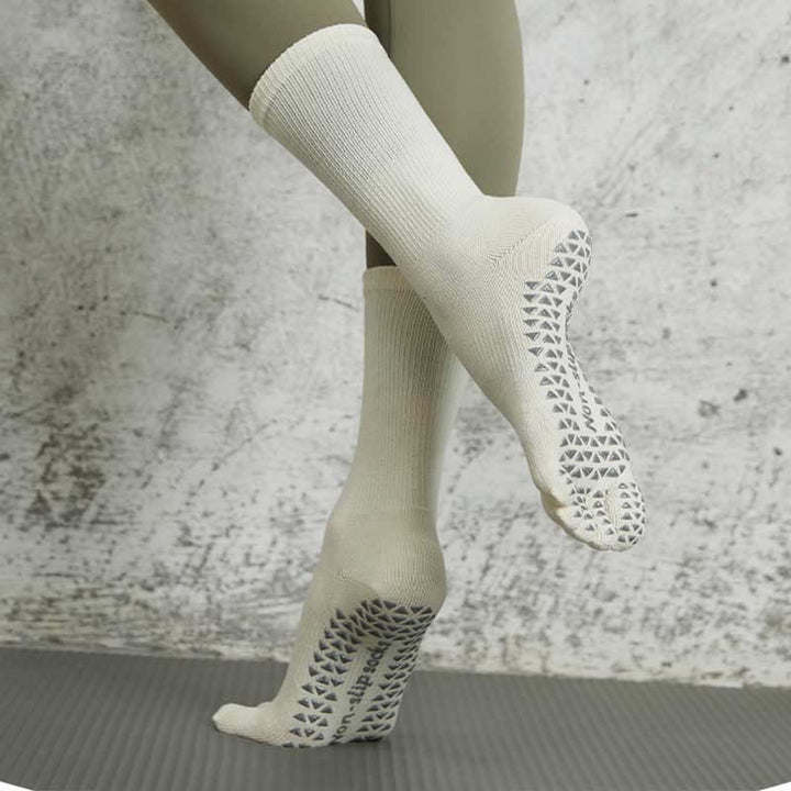 Calzini Olivenorma Yoga Pilates antiscivolo a cinque dita tinta unita - 1 paio (bianco) - image 1