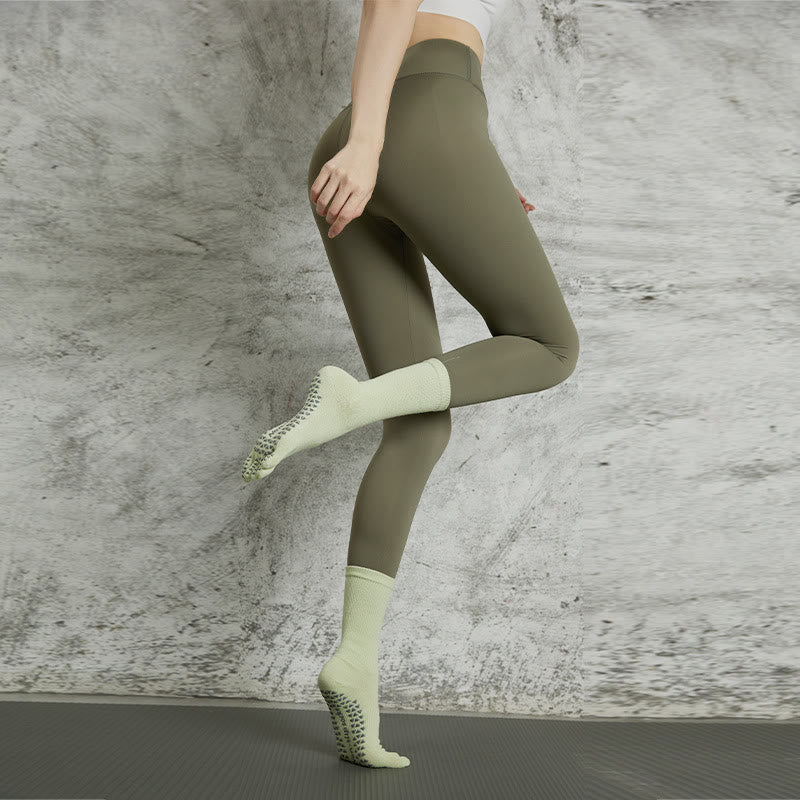 Calzini Olivenorma a cinque dita in tinta unita con presa antiscivolo e separazione delle dita per Pilates, Barre, Fitness, per equilibrio e stabilità, calzini da yoga - Verde chiaro - 10 paia - image 11