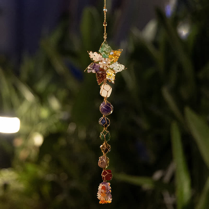 Olivenorma Chakra Pietra colorata Fiore Ciondolo Campanello a vento 