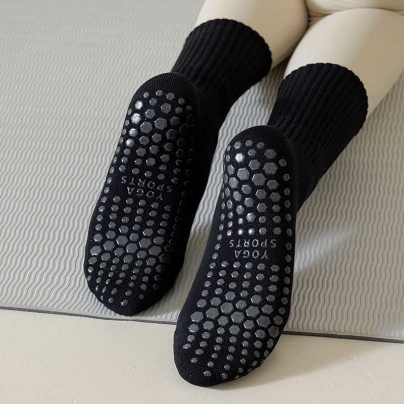 Calzini da yoga Olivenorma antiscivolo a righe solide e strutturate