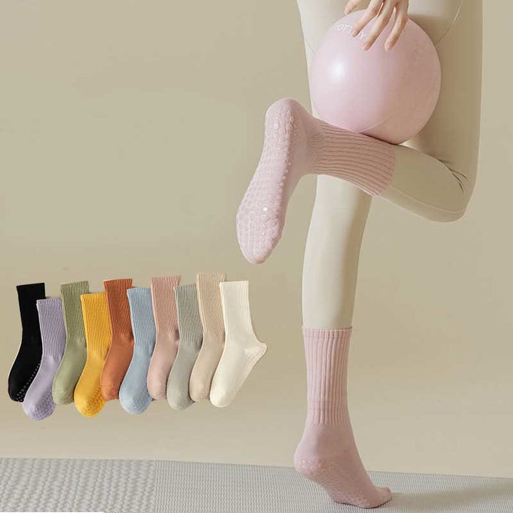 Calzini da yoga Olivenorma antiscivolo a righe solide e strutturate