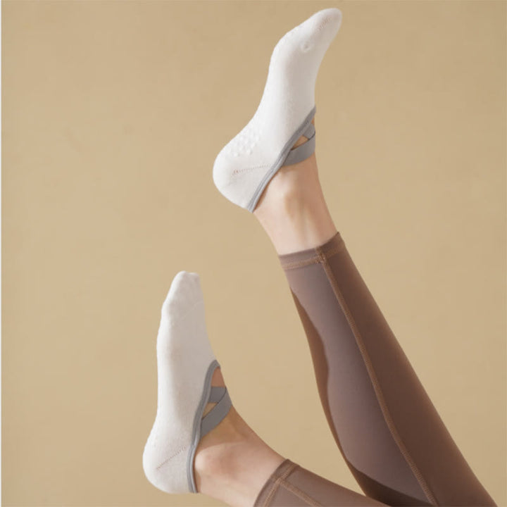 Calzino antiscivolo Olivenorma Yoga Pilates Barre con cinghie - 2 paia (ACQUISTA 1 E RICEVI 1 GRATIS) - Bianco - image 13