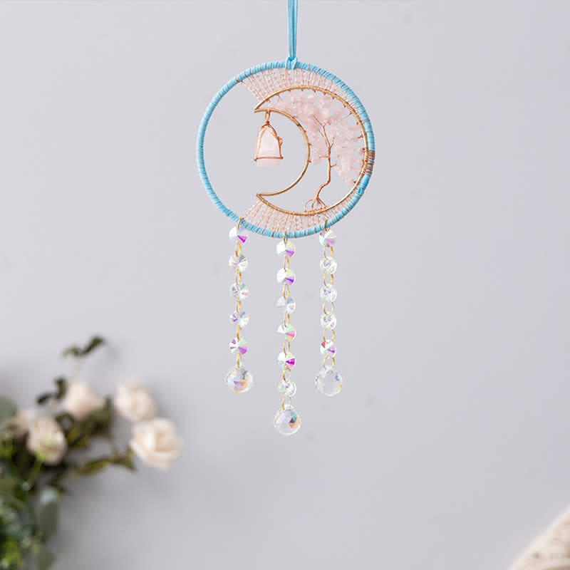 Olivenorma Ciondolo Luna in Quarzo Rosa Sun Catcher Campanello a vento