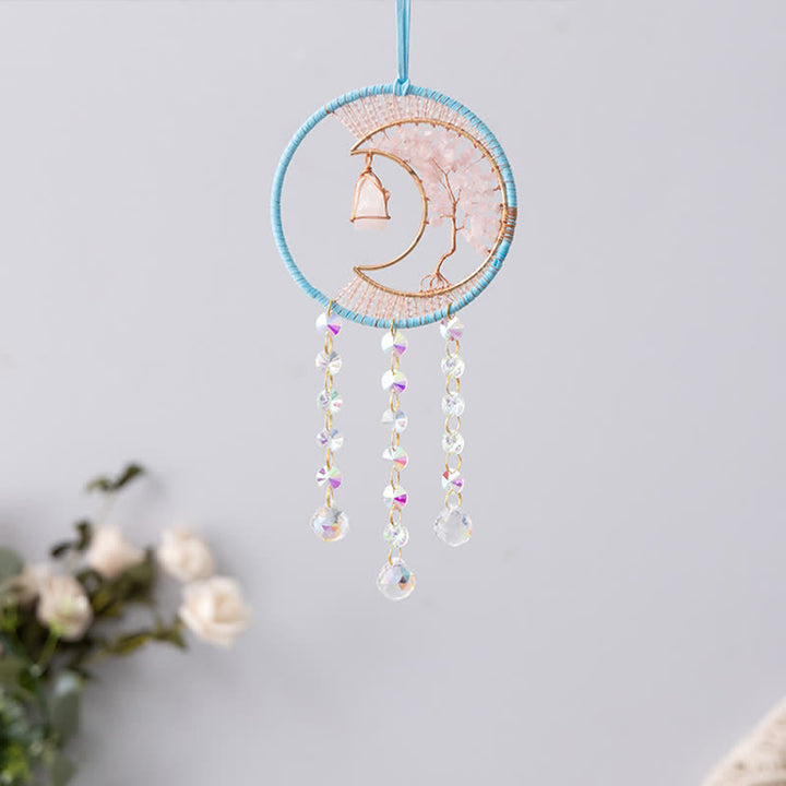 Olivenorma Ciondolo Luna in Quarzo Rosa Sun Catcher Campanello a vento