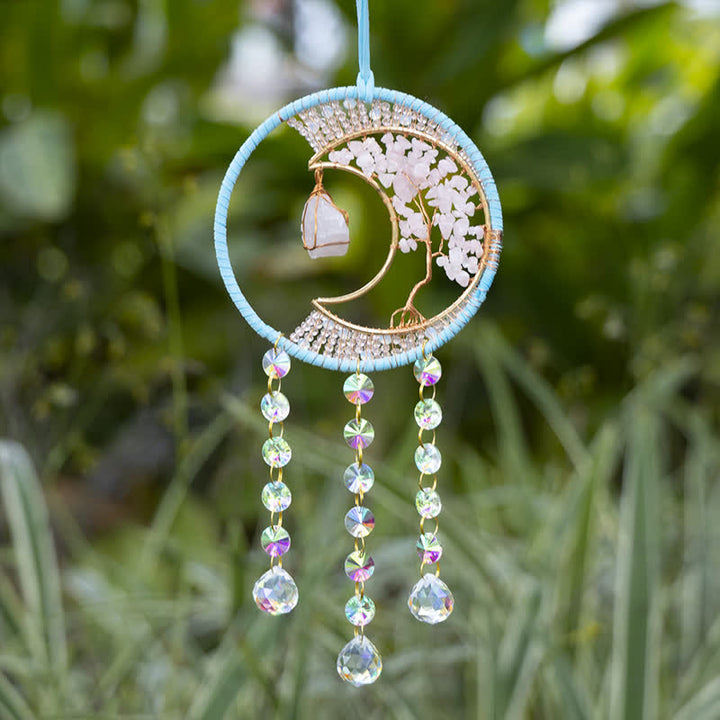Olivenorma Ciondolo Luna in Quarzo Rosa Sun Catcher Campanello a vento