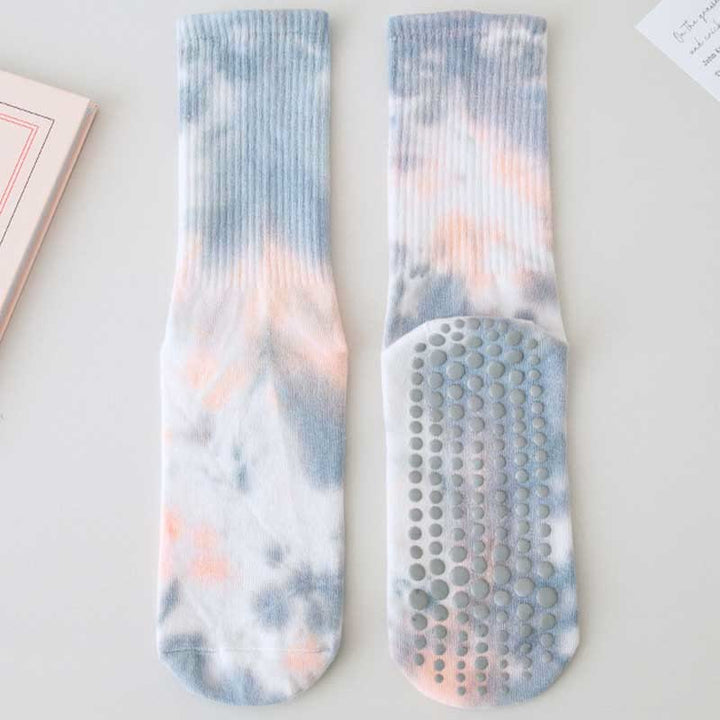 Calze Olivenorma Medium-Tube Tie-Dye antiscivolo per Pilates, Barre, allenamento, traspiranti, elasticizzate e comode per yoga. - Gainsboro - 10 paia - image 18