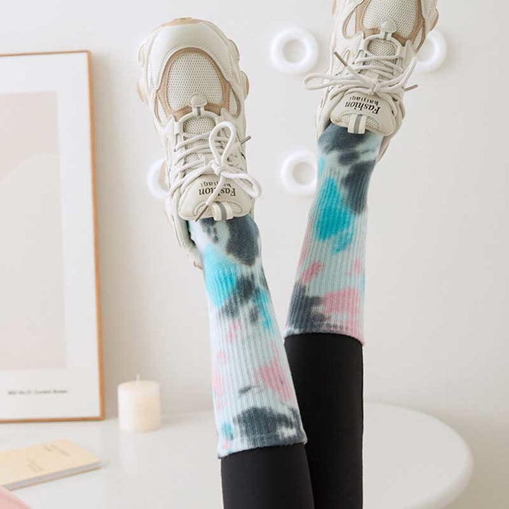 Calze Olivenorma Medium-Tube Tie-Dye antiscivolo per Pilates, Barre, allenamento, traspiranti, elasticizzate e comode per yoga. - image 3