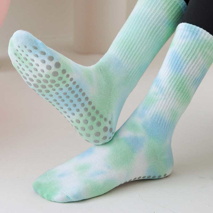 Calze Olivenorma Medium-Tube Tie-Dye antiscivolo per Pilates, Barre, allenamento, traspiranti, elasticizzate e comode per yoga. - image 11