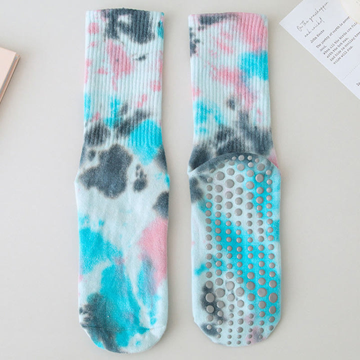 Calze Olivenorma Medium-Tube Tie-Dye antiscivolo per Pilates, Barre, allenamento, traspiranti, elasticizzate e comode per yoga. - Sabato - 10 paia - image 1