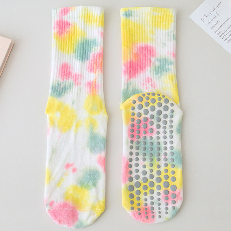 Calze Olivenorma Medium-Tube Tie-Dye antiscivolo per Pilates, Barre, allenamento, traspiranti, elasticizzate e comode per yoga. - Bianco - 10 paia - image 17