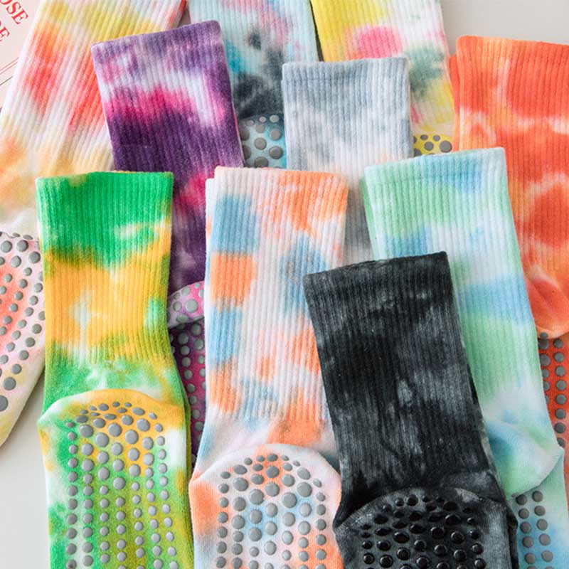 Calze Olivenorma Medium-Tube Tie-Dye antiscivolo per Pilates, Barre, allenamento, traspiranti, elasticizzate e comode per yoga. - image 23