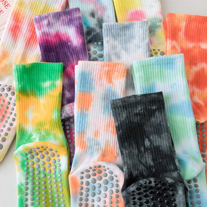 Calze Olivenorma Medium-Tube Tie-Dye antiscivolo per Pilates, Barre, allenamento, traspiranti, elasticizzate e comode per yoga. - image 23