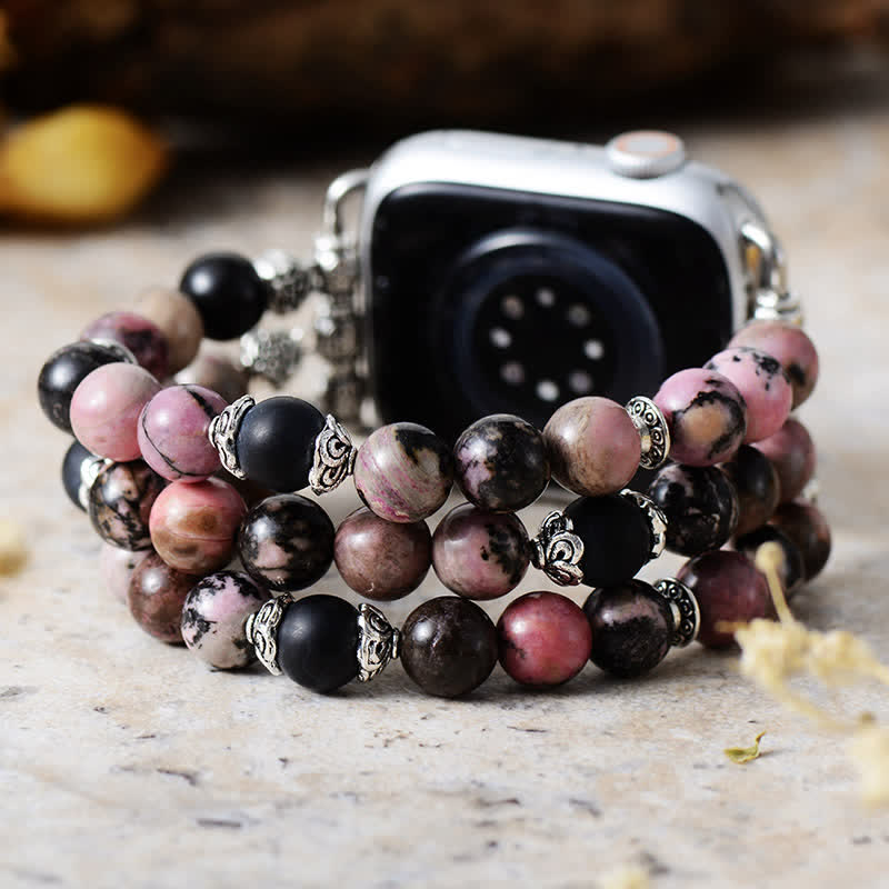 Cinturino per Apple Watch Olivenorma Rhodonite African Turquoise Beaded 
