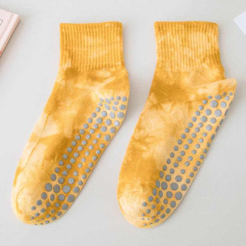 Calzini da yoga Olivenorma Tie-Dye Grip Workout Crew - 2 paia (ACQUISTA 1 E RICEVI 1 GRATIS) - Giallo - image 1