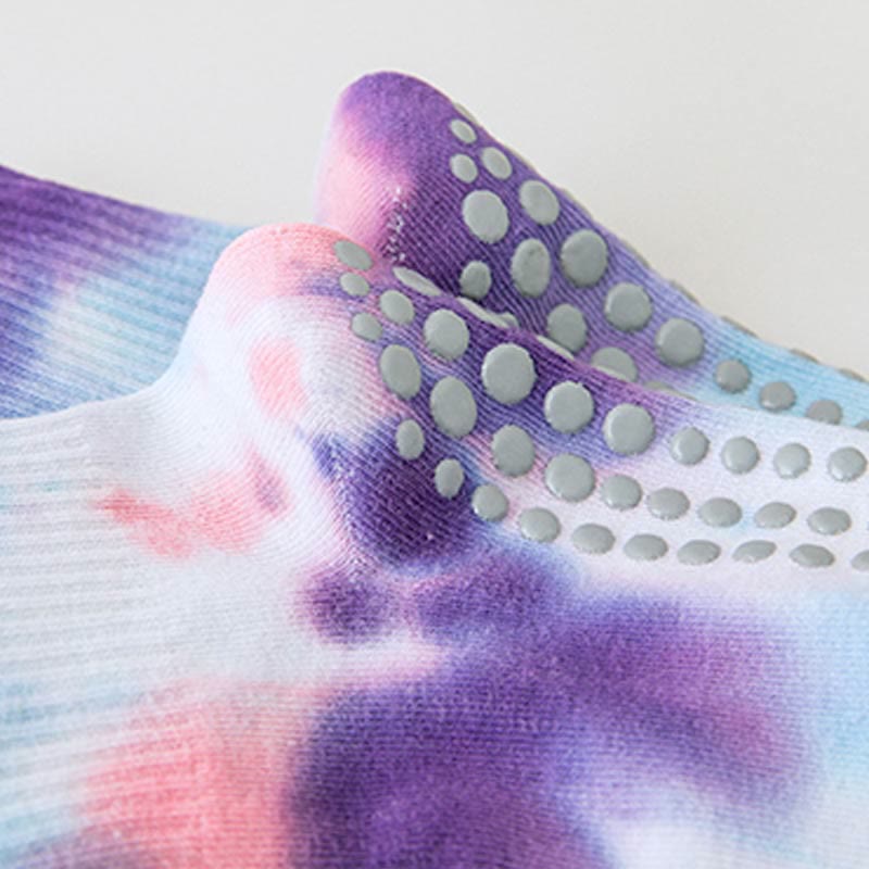 Calzini antiscivolo Olivenorma Tie-Dye Grip per allenamento Pilates Barre, realizzati in cotone traspirante ed elasticizzato, ideali per yoga e yoga. - image 7