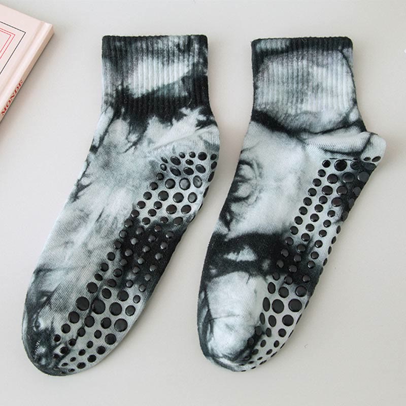 Calzini antiscivolo Olivenorma Tie-Dye Grip per allenamento Pilates Barre, realizzati in cotone traspirante ed elasticizzato, ideali per yoga e yoga. - image 8