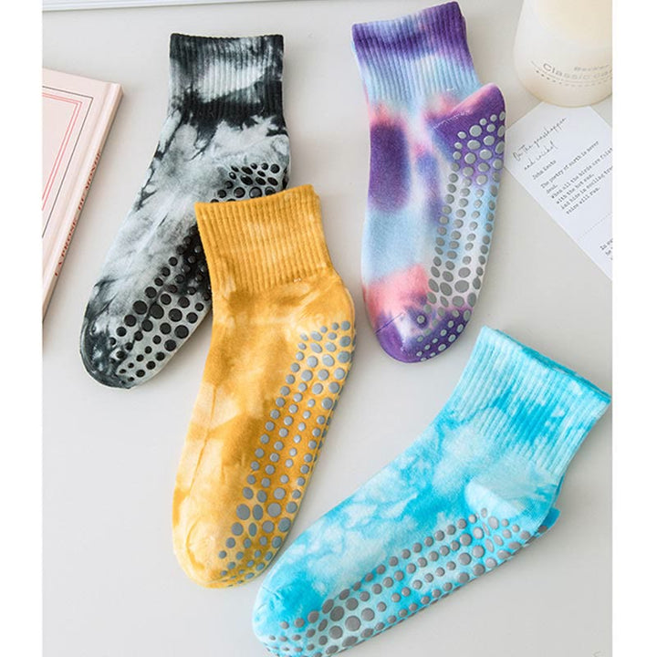 Calzini antiscivolo Olivenorma Tie-Dye Grip per allenamento Pilates Barre, realizzati in cotone traspirante ed elasticizzato, ideali per yoga e yoga. - image 16