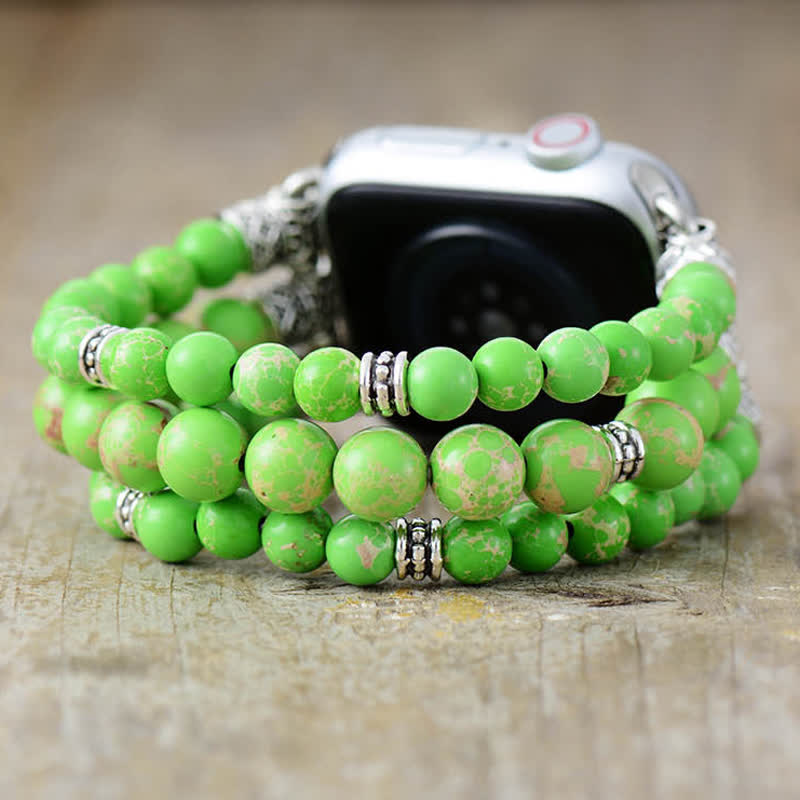 Cinturino per Apple Watch Olivenorma Chakra Emperor Stone con perline 