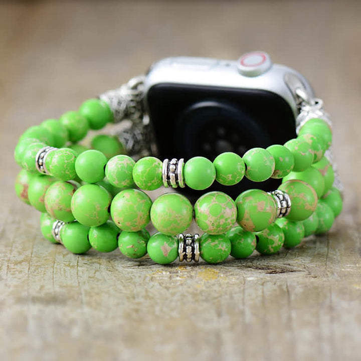 Cinturino per Apple Watch Olivenorma Chakra Emperor Stone con perline 